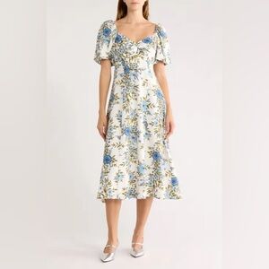 Avec Les Filles Anthropologie Floral-Print Twist Bodice Midi Dress 4
